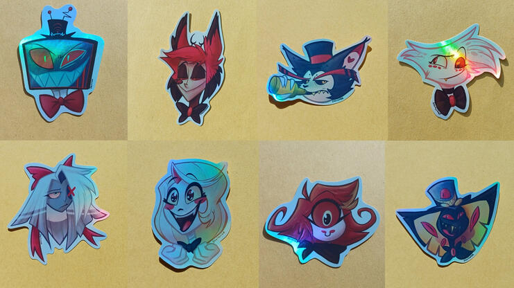 Hazbin Hotel - set 25 zł - single 4 - holo sticker paper, 5 to 8 cm