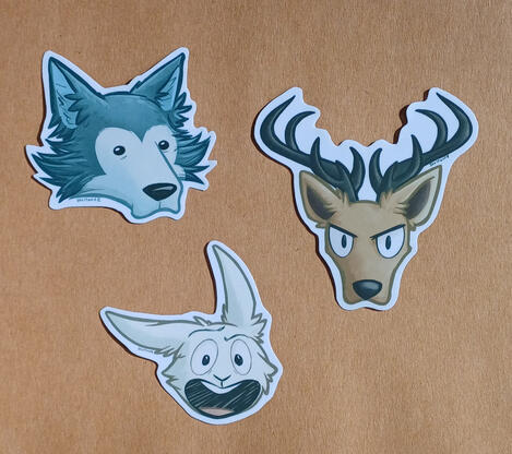 Beastars derp - set 10 zł - single 4 zł - regular sticker paper, 5 to 6 cm